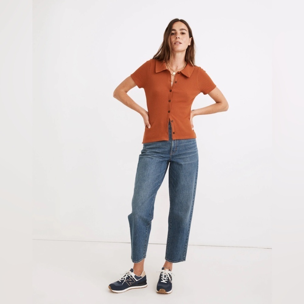 Madewell Ribbed Polo Button Front Tee